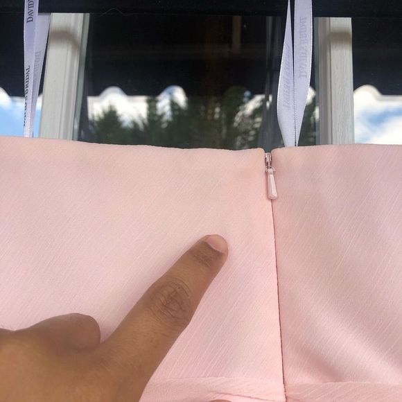 David’s Bridal Pink Blush Strapless Chiffon Party/Bridesmaid Dress with Ruffles - Picture 7 of 9